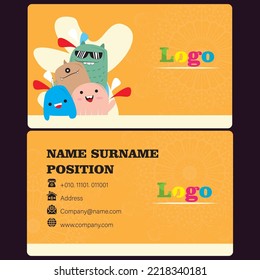 cute business card doodle character
