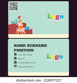 linda tarjeta de visita. Diseño plano
