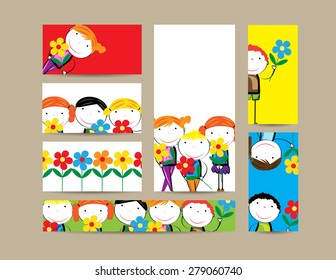 Cute business elements - cards, banner and folder