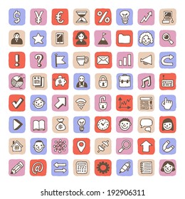 Cute business icons set. Vector. Hand drawn. 