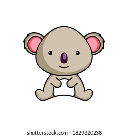 Cute business koala icon on white background. Mascot cartoon animal character design of album, scrapbook, greeting card, invitation, flyer, sticker, card. Flat vector illustration.