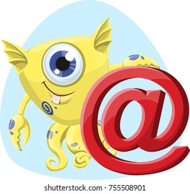 Cute business monster with mail