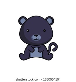 Cute business panther icon on white background. Mascot cartoon animal character design of album, scrapbook, greeting card, invitation, flyer, sticker, card. Flat vector stock illustration.
