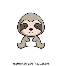 Cute business sloth icon on white background. Mascot cartoon animal character design of album, scrapbook, greeting card, invitation, flyer, sticker, card. Flat vector stock illustration.