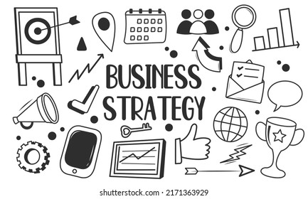 Cute business strategy doodle element vector 