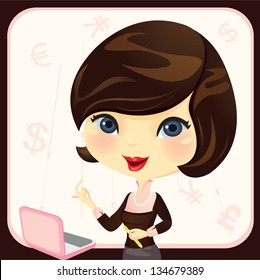 cute business woman comes up with good idea