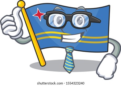 cute businessman aruba flag with character shape