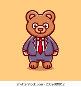 cute businessman boss bear cartoon illustration