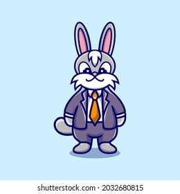 cute businessman boss bunny cartoon illustration