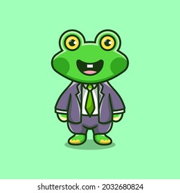 cute businessman boss frog cartoon illustration