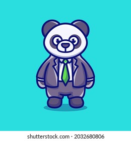 cute businessman boss panda cartoon illustration