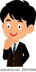 Cute Businessman Cartoon Character Illustration Young Handsome Business Man in Thinking Expression Successful Business Man Isometric Man in Suit Vector Art