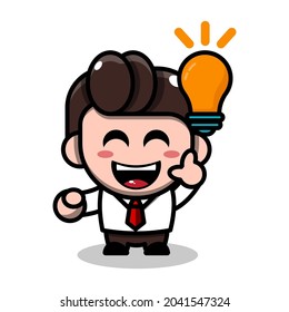 cute businessman cartoon illustration vector graphic