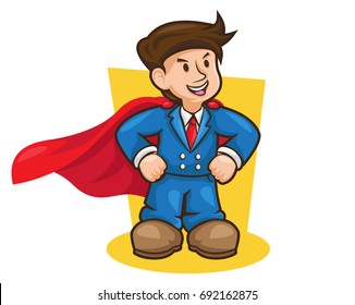 Cute Businessman Character Illustration - Problem Solver Superhero