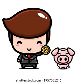 cute businessman character vector design