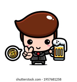 cute businessman character vector design