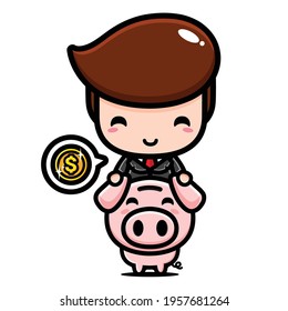 cute businessman character vector design