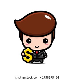 cute businessman character vector design