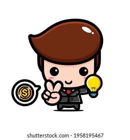 cute businessman character vector design