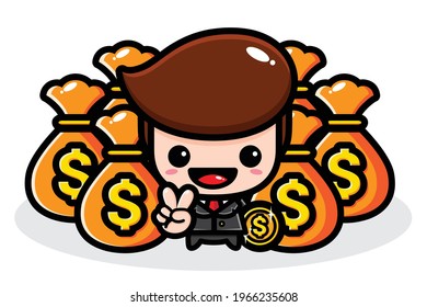cute businessman character vector design
