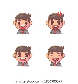 Cute businessman with different face expressions