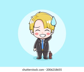 Cute businessman with his bag cartoon illustration