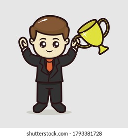 Cute businessman leadership mascot design illustration