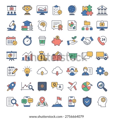 cute business-related vector icon set