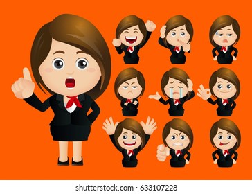 cute businesswomen set