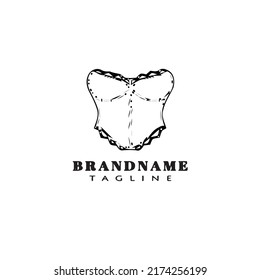 lindo bustier logo caricatura plantilla de icono negro aislado lindo ilustración