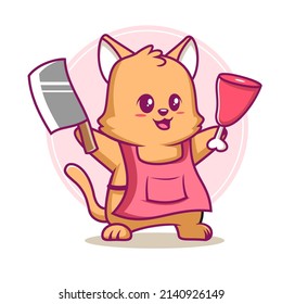 Ilustración vectorial de dibujos animados de gatos de carnicero mate
