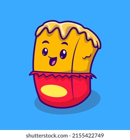 Cute Butter Character Cartoon Vector Icon Illustration. Food Object Icon Concept Isolated Premium Vector. Flat Cartoon Style