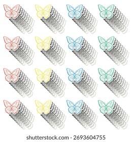 Cute butterflies abstract transparent texture seamless design