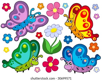 Cute butterflies collection 2 - vector illustration.