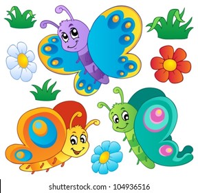 Cute butterflies collection 3 - vector illustration.