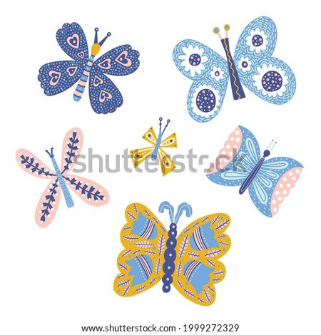 Cute butterflies. Decorative vector illustration.
