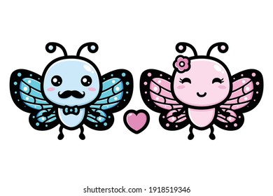 cute butterflies fall in love with each other