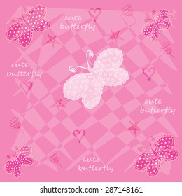 Cute Butterflies Hearts Stars Vector Illustration Stock Vector (Royalty ...