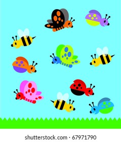 Cute Butterflies, Lady Bugs and Bees