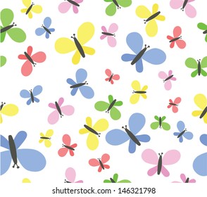Cute Butterflies Seamless Pattern