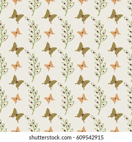 Cute butterflies seamless vector pattern background