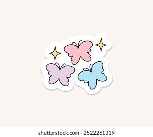 cute butterfly aesthetic sticker vector illustration