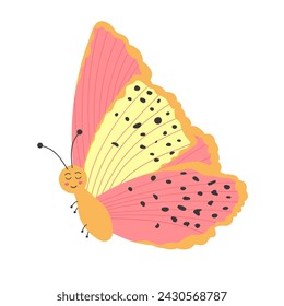 Cute butterfly. Baby insect. Cartoon flat vector illustration. 