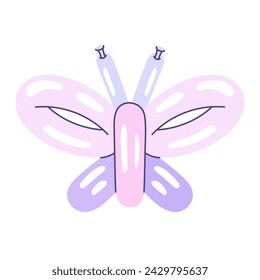 Cute butterfly of balloons. Animals made from inflatable balloons. Children's toy, sticker, print. Cartoon vector illustration