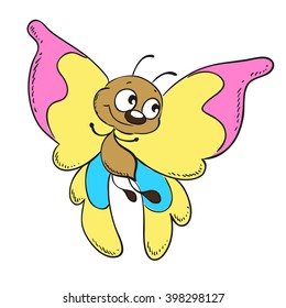 cute butterfly cartoon character vector illustration