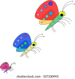 Cute butterfly cartoon collection set