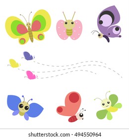 Cute Butterfly Cartoon with Colorful Wings