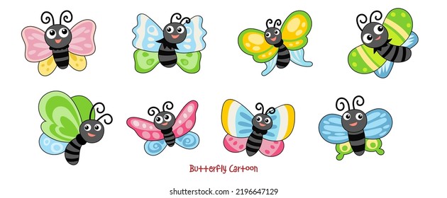 Cute Butterfly cartoon Filled Clipart