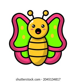 cute butterfly cartoon illustration vector graphic