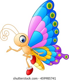 Cute butterfly cartoon presenting